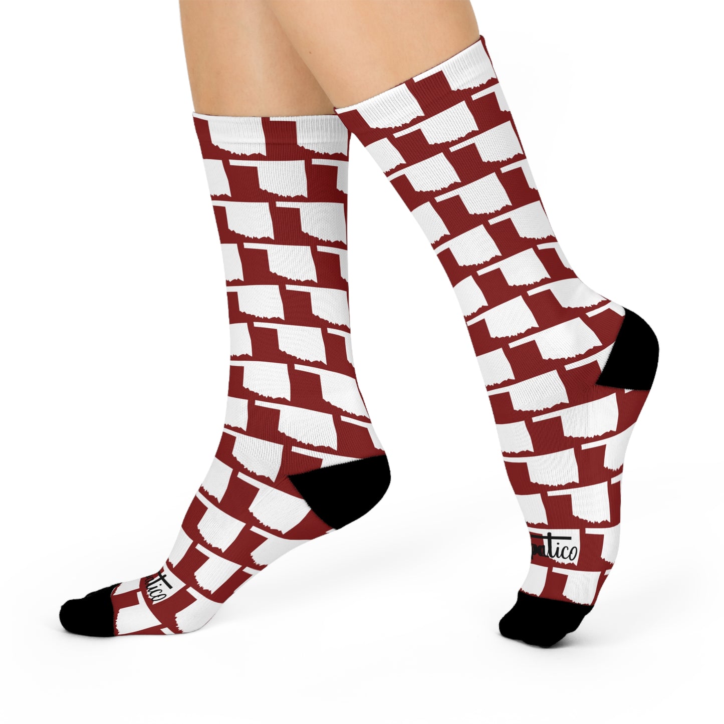 Oklahoma White on Crimson - Cushioned Crew Socks