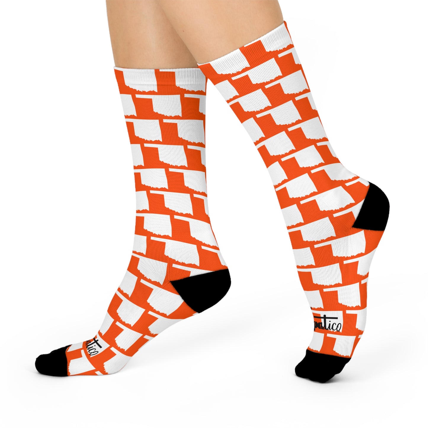 Oklahoma White on Orange - Cushioned Crew Socks