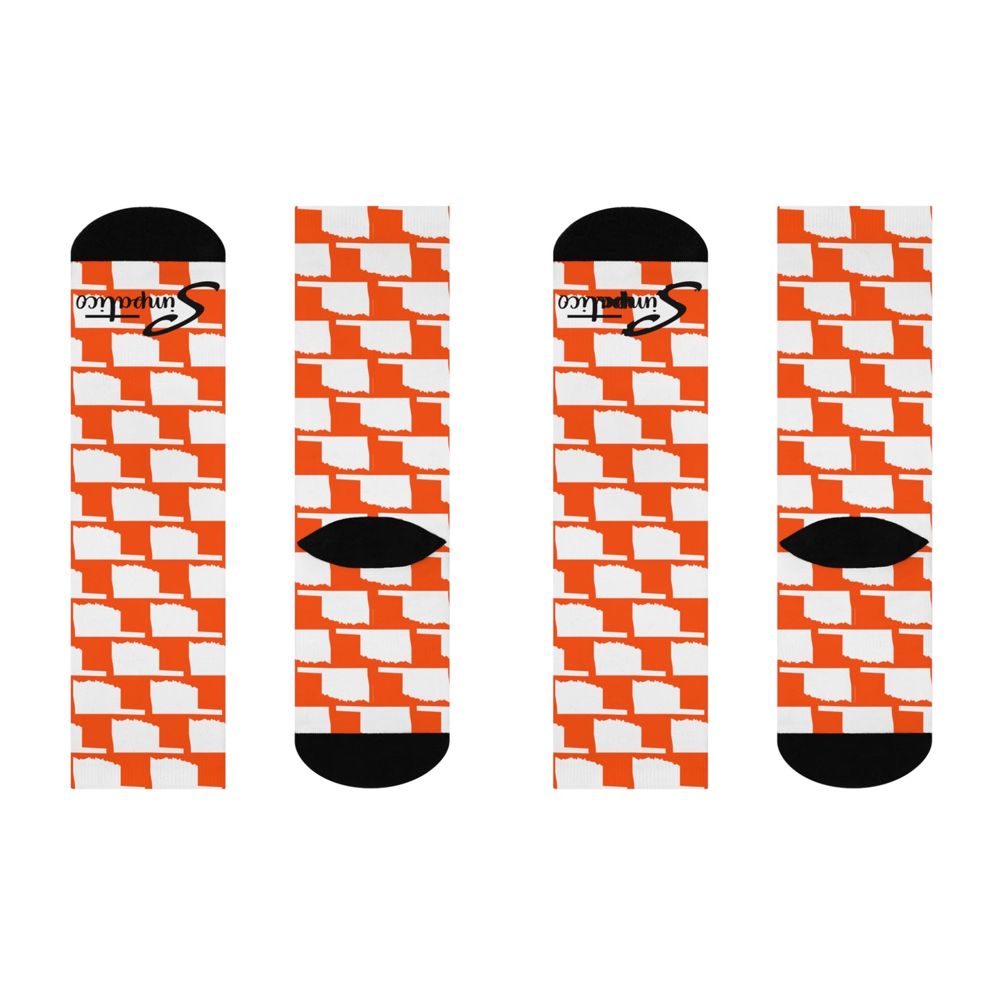 Oklahoma White on Orange - Cushioned Crew Socks