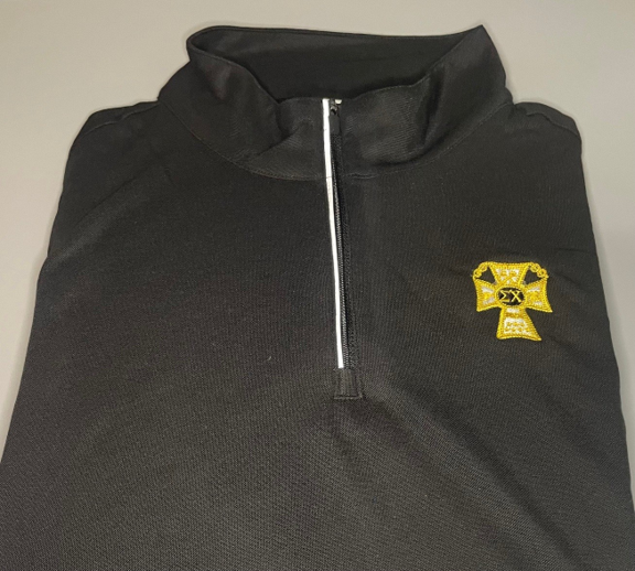 Sigma Chi Badge Pique Quarter Zip Embroidered