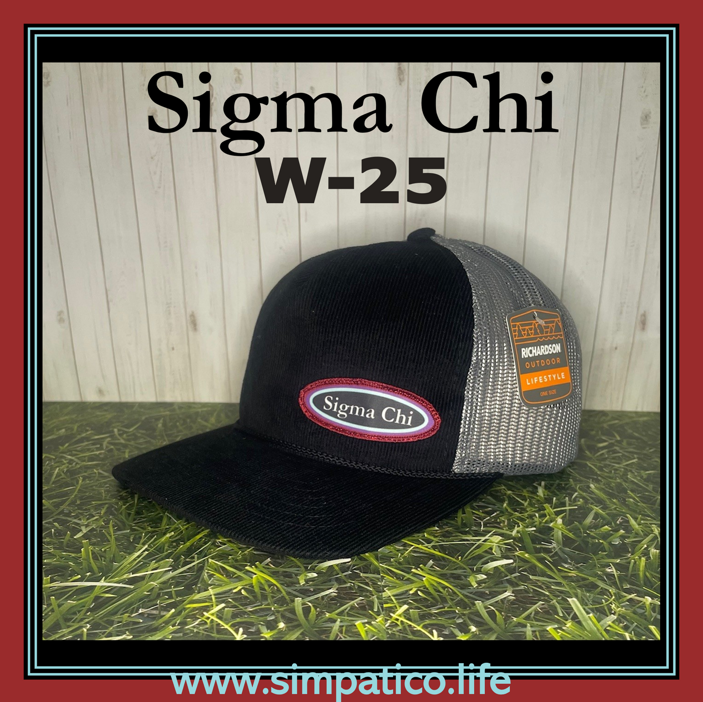 Sigma Chi Winter 25C Oval Patch Trucker Hat Black/ Charcoal Oval Patch