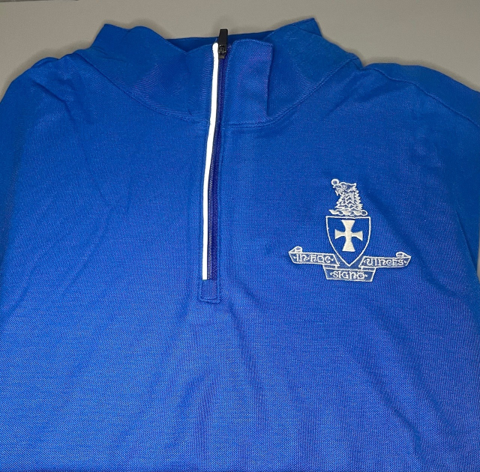 Sigma Chi White Crest Pique Quarter Zip Embroidered