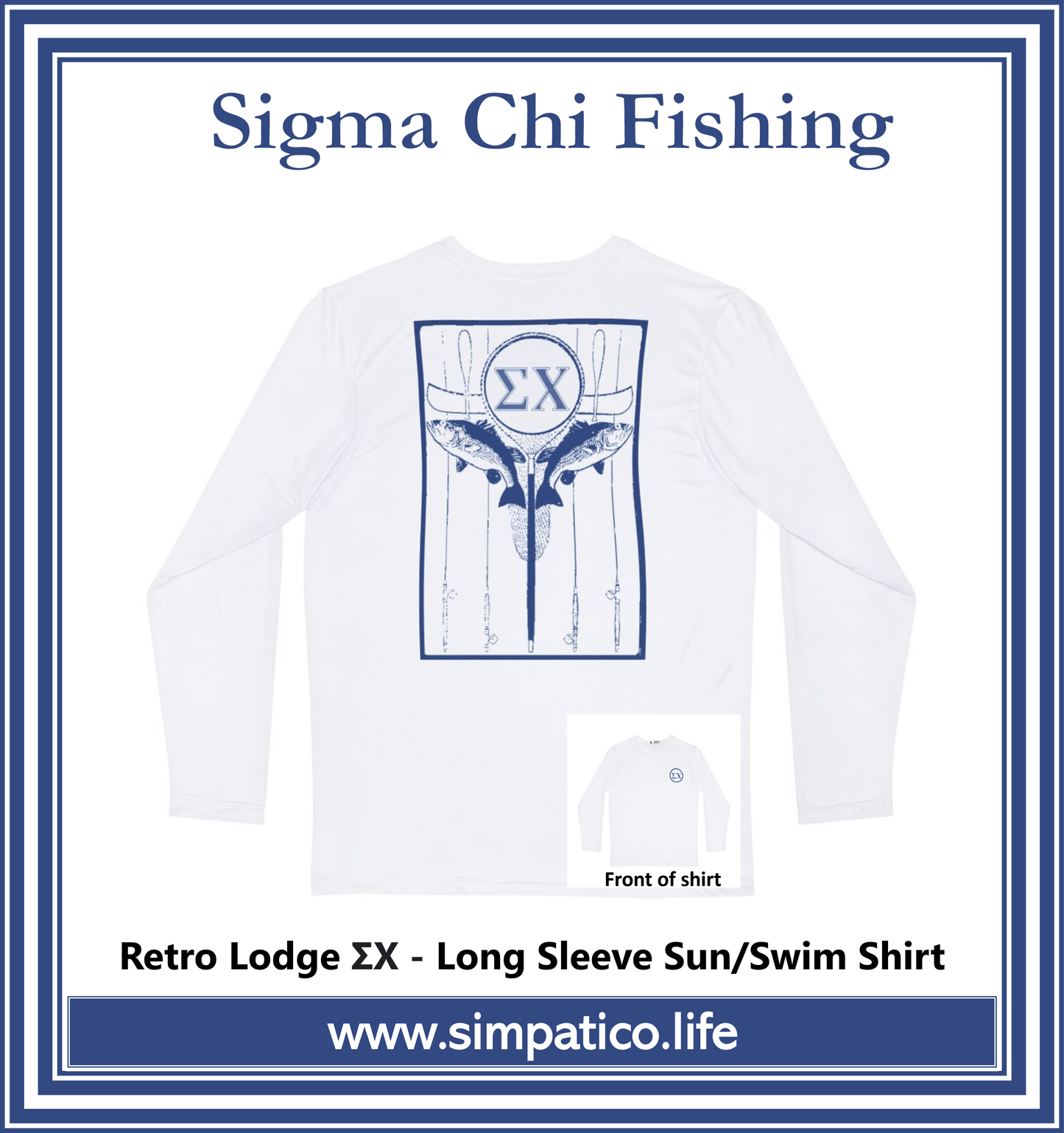Sigma Chi Fishing – Retro Lodge Letters Long Sleeve Sun/Swim Shirt