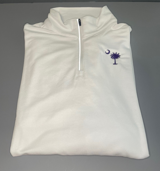 Purple Palmetto Pique Quarter Zip Embroidered
