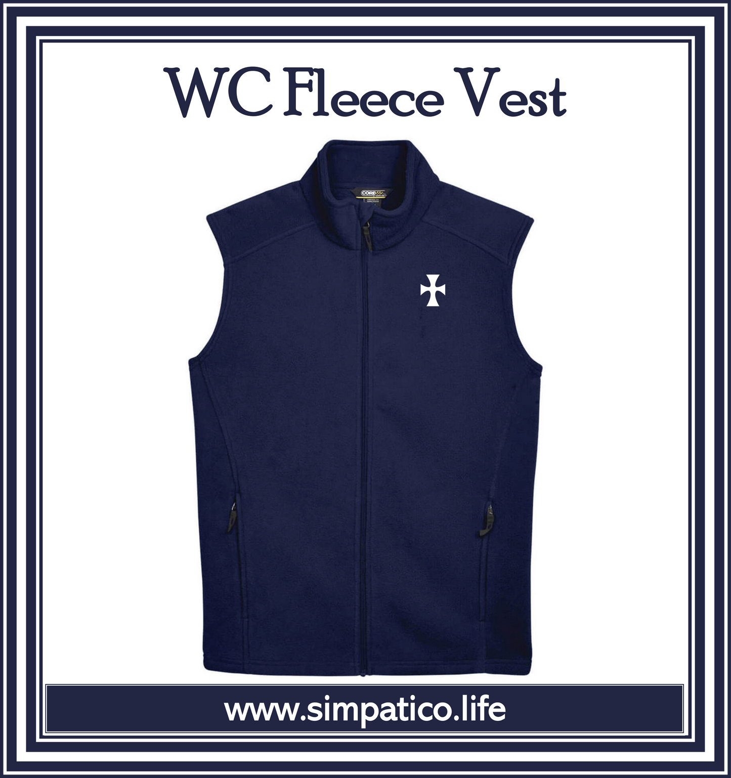 The White Cross Full Zipper Fleece Vest