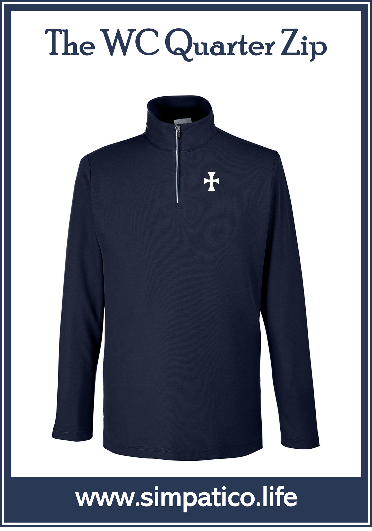 Sigma Chi White Cross Pique Quarter Zip Embroidered