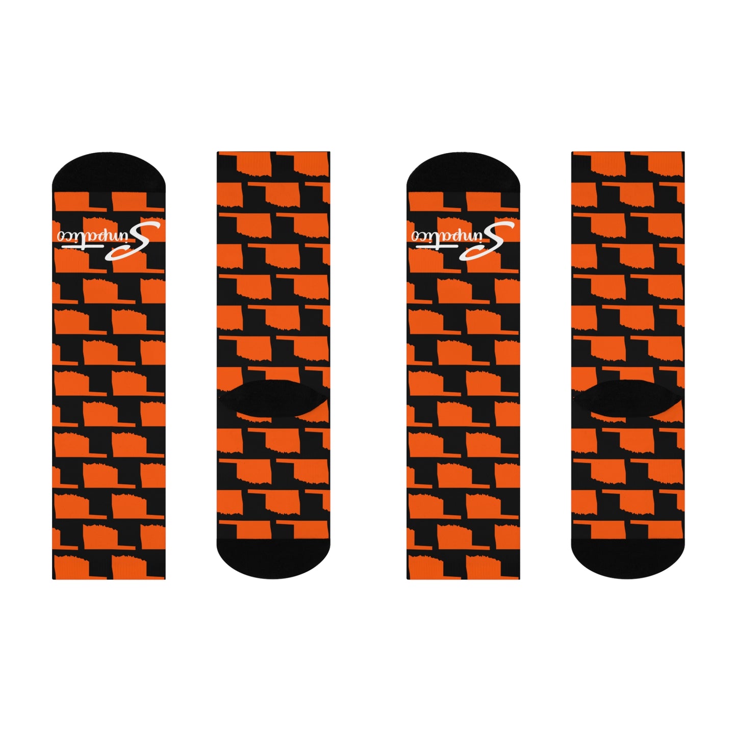 Oklahoma Orange on Black - Cushioned Crew Socks