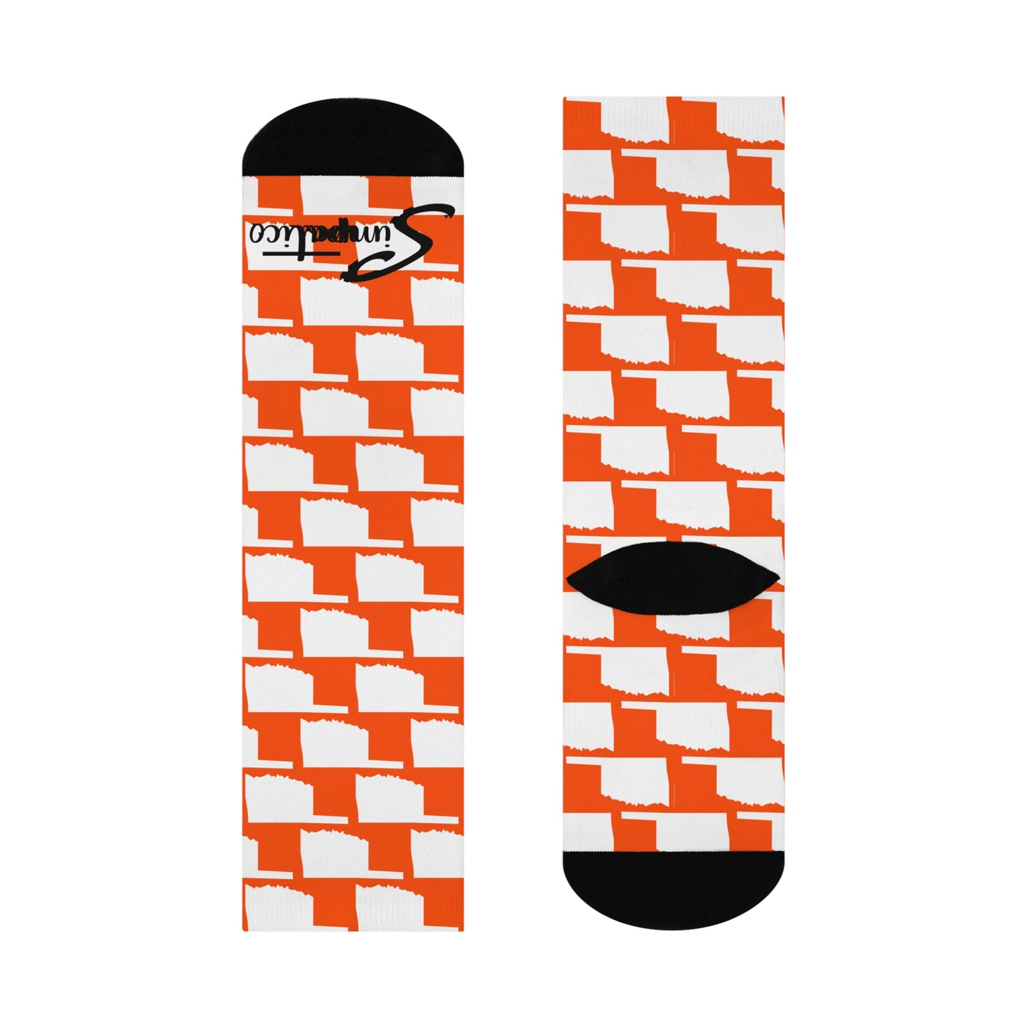 Oklahoma White on Orange - Cushioned Crew Socks