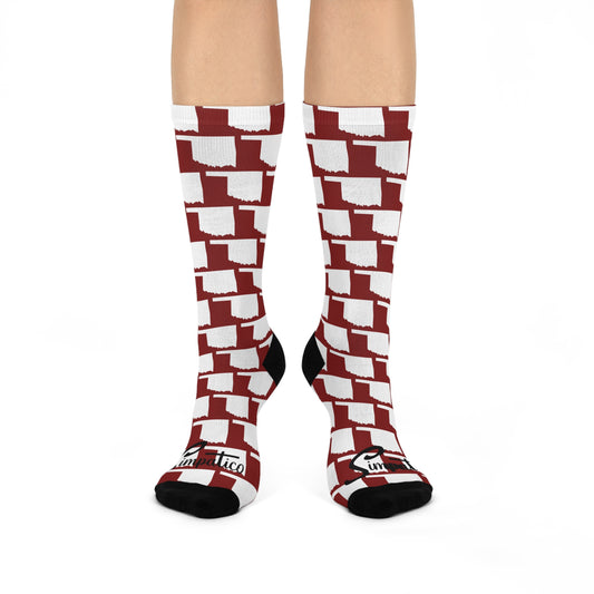 Oklahoma White on Crimson - Cushioned Crew Socks
