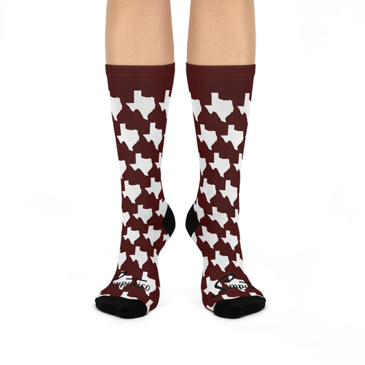 Texas Maroon - Cushioned Crew Socks