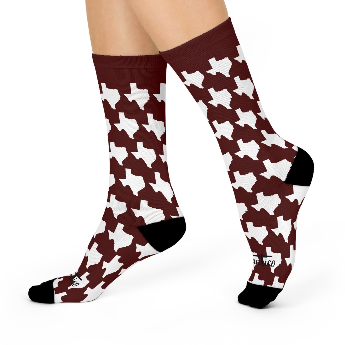 Texas Maroon - Cushioned Crew Socks