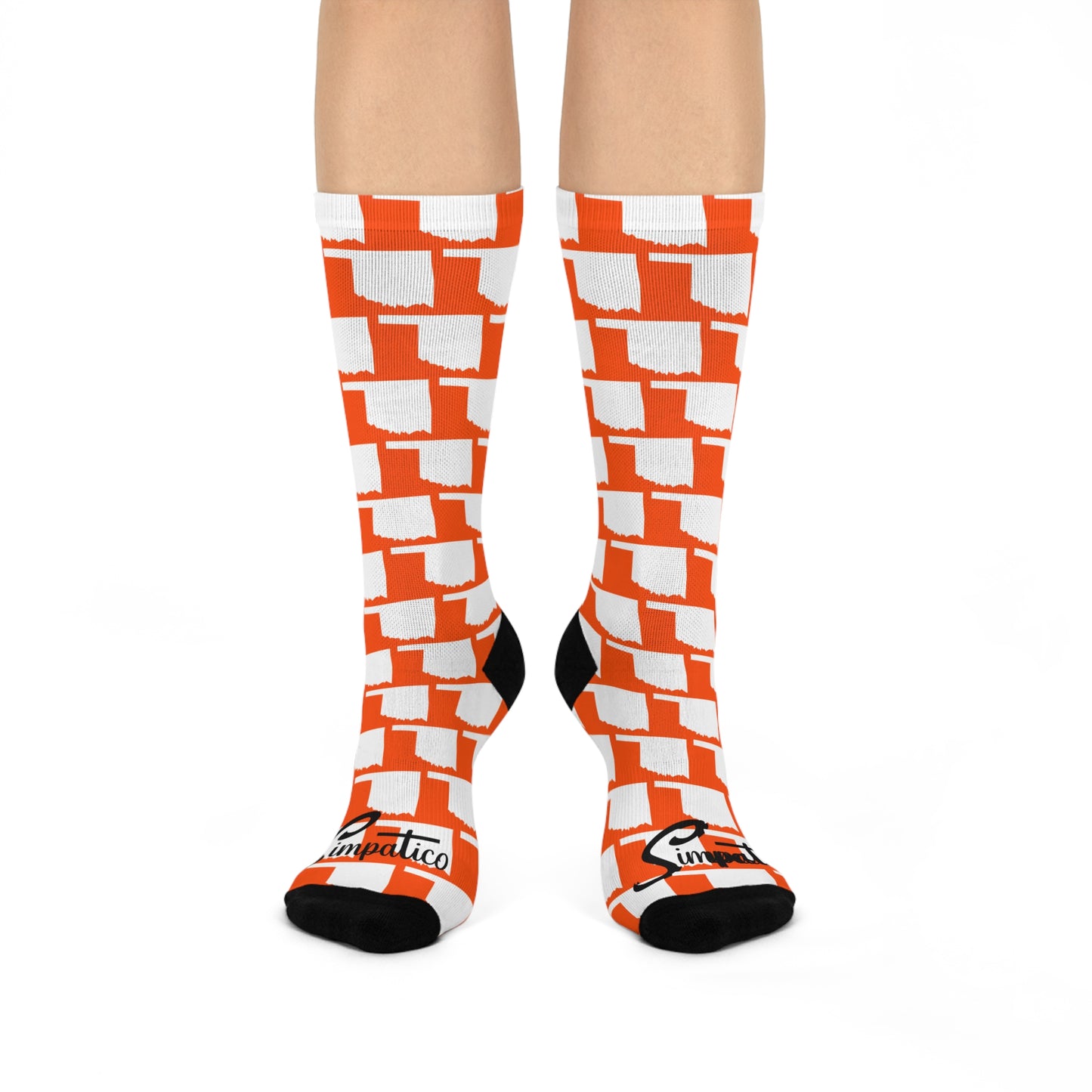 Oklahoma White on Orange - Cushioned Crew Socks