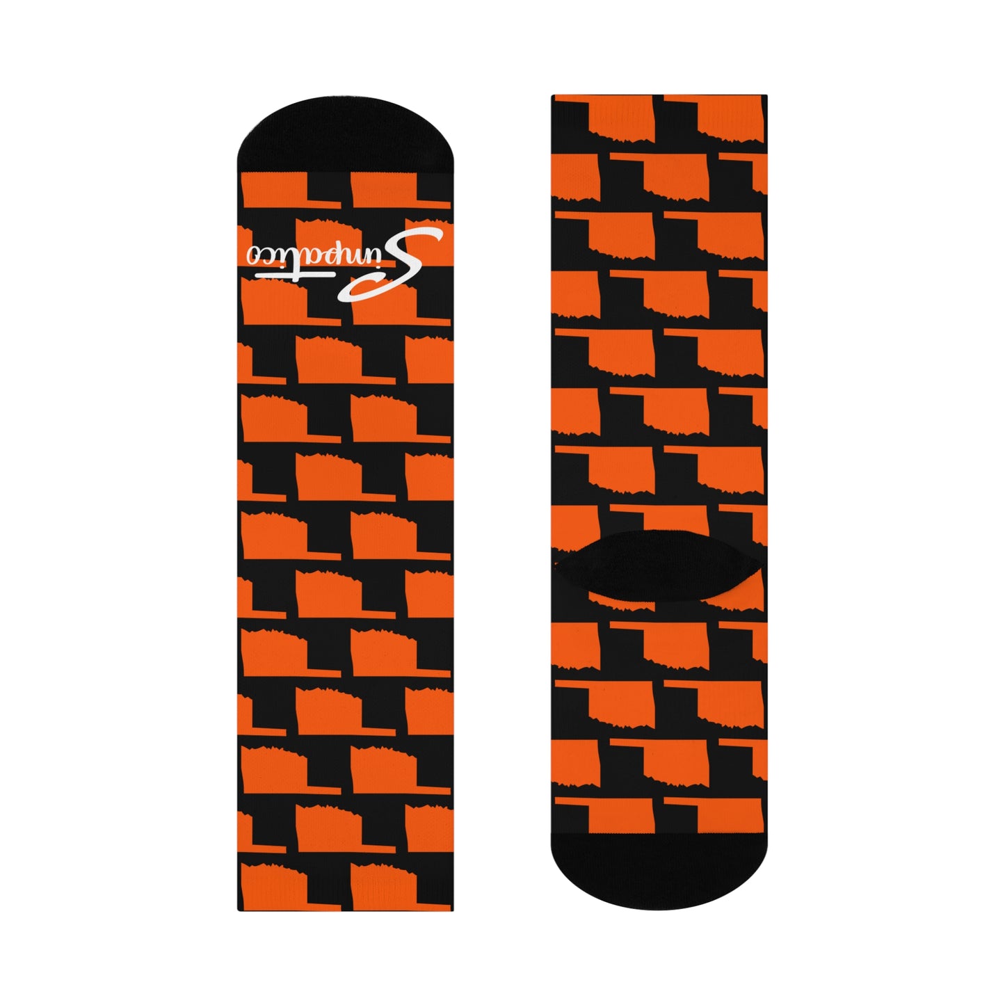 Oklahoma Orange on Black - Cushioned Crew Socks