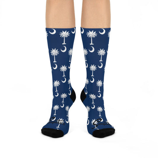 Palmetto Blue - Cushioned Crew Socks