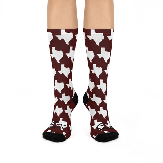 Texas Maroon - Cushioned Crew Socks