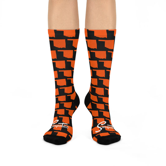 Oklahoma Orange on Black - Cushioned Crew Socks