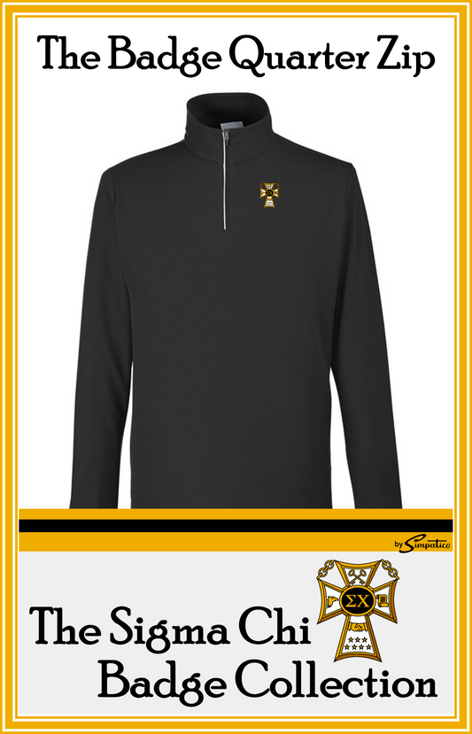 Sigma Chi Badge Pique Quarter Zip Embroidered