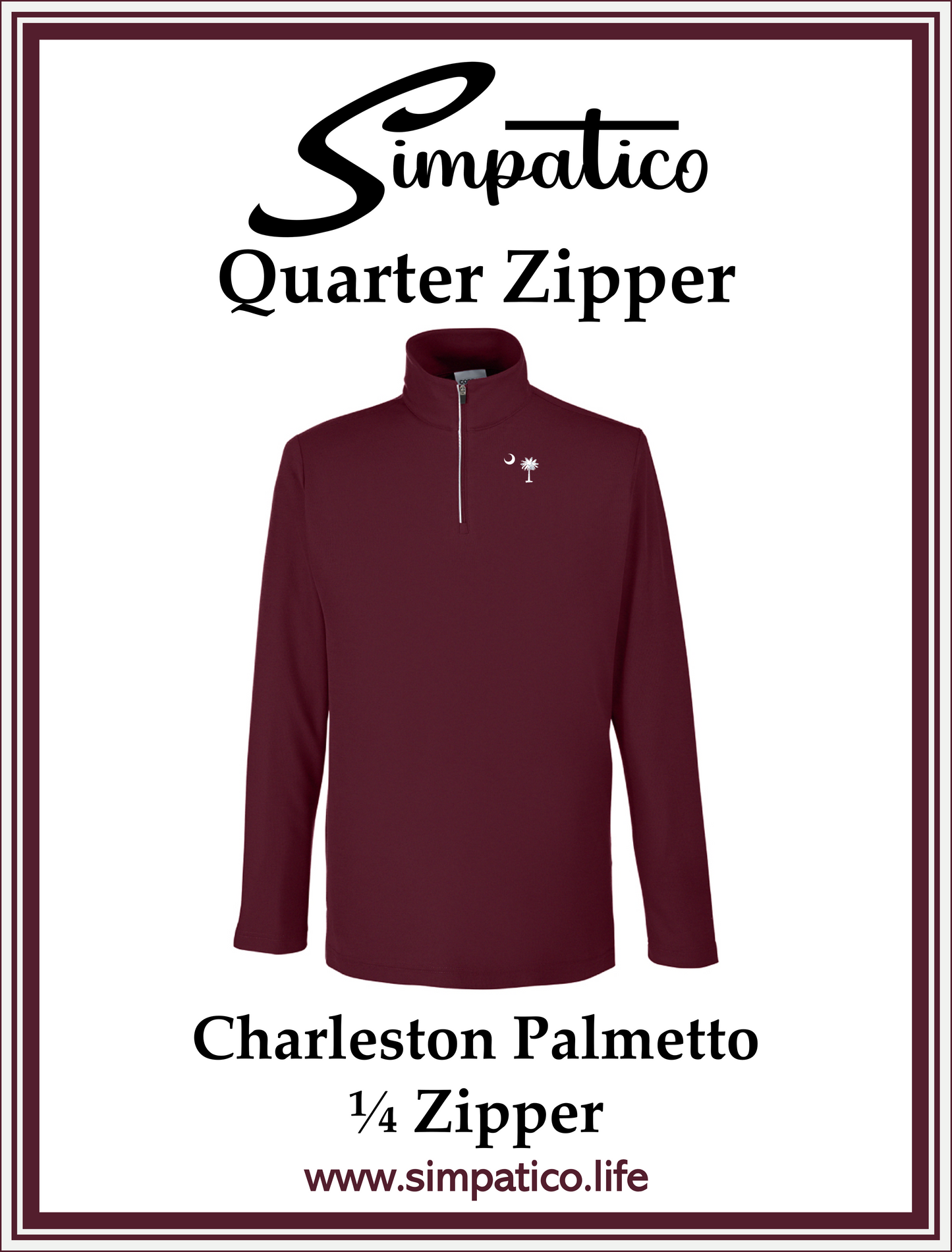 Charleston Palmetto Pique Quarter Zip Embroidered