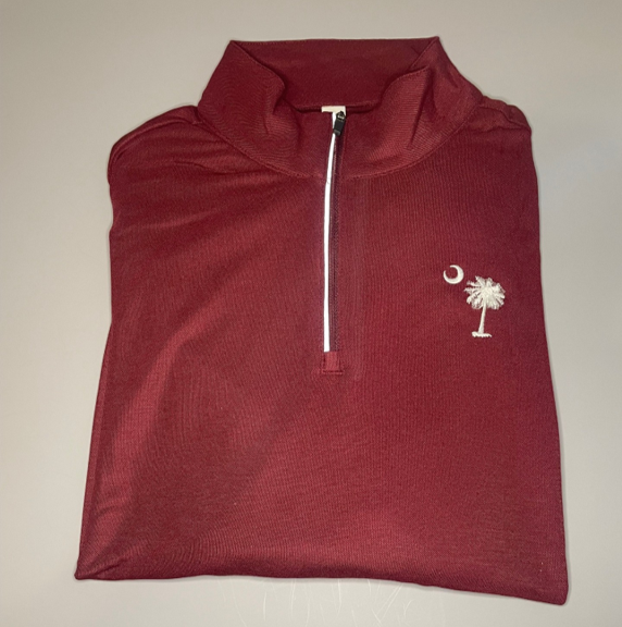 Charleston Palmetto Pique Quarter Zip Embroidered