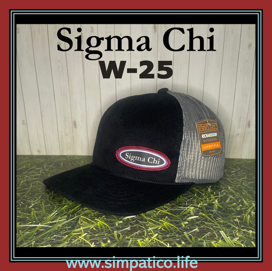 Sigma Chi Winter 25C Oval Patch Trucker Hat Black/ Charcoal Oval Patch
