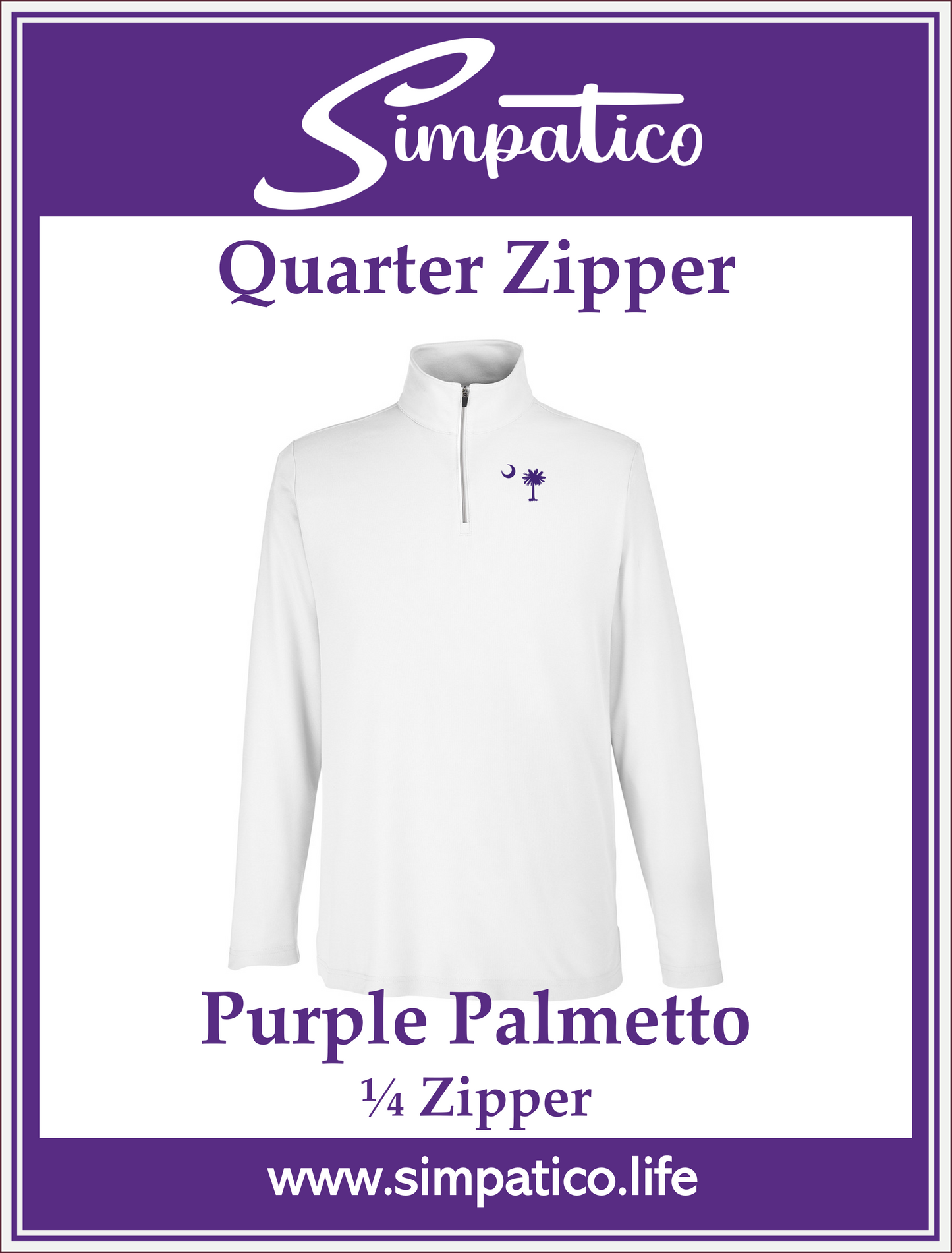 Purple Palmetto Pique Quarter Zip Embroidered