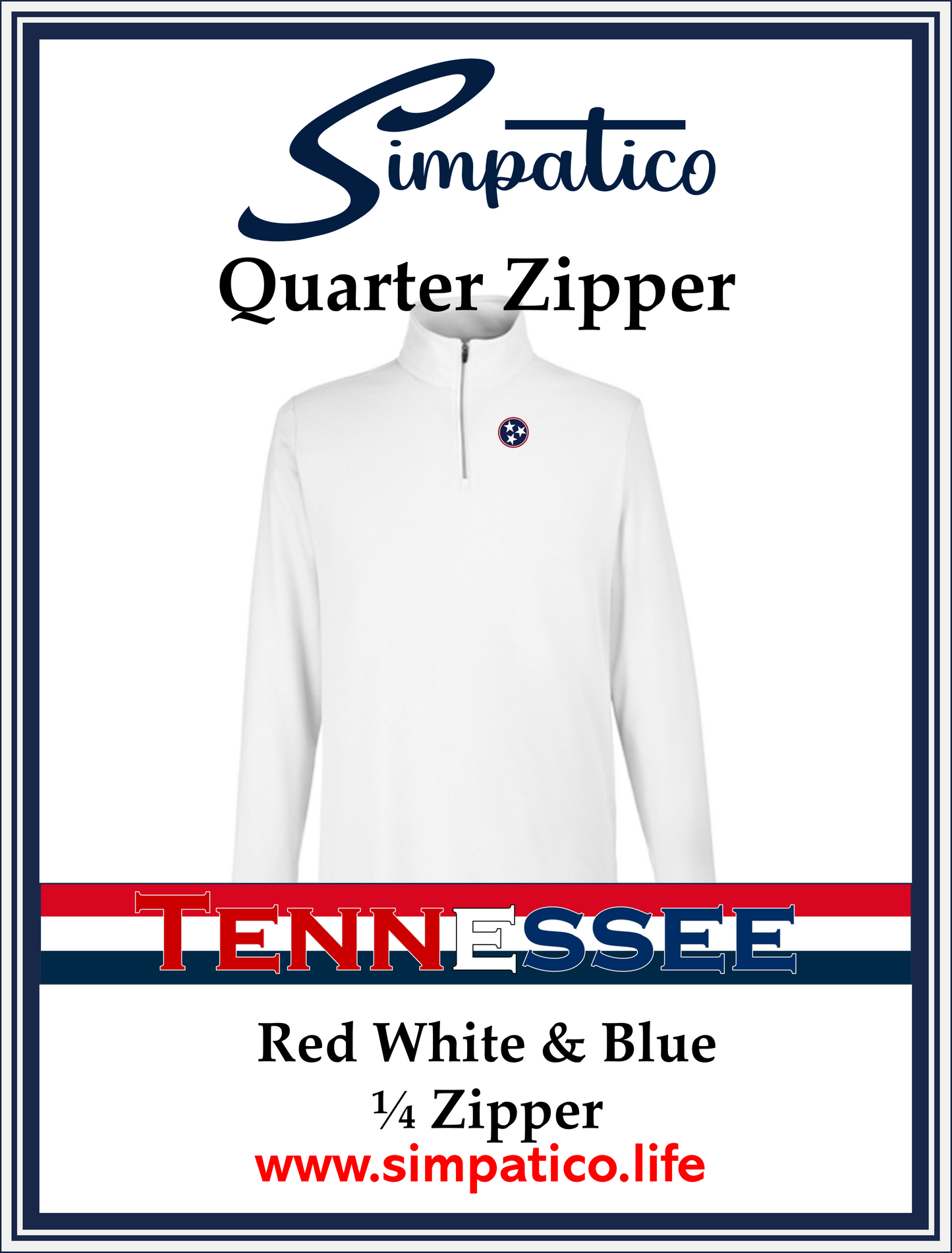 Tennessee RWB Pique Quarter Zip Embroidered
