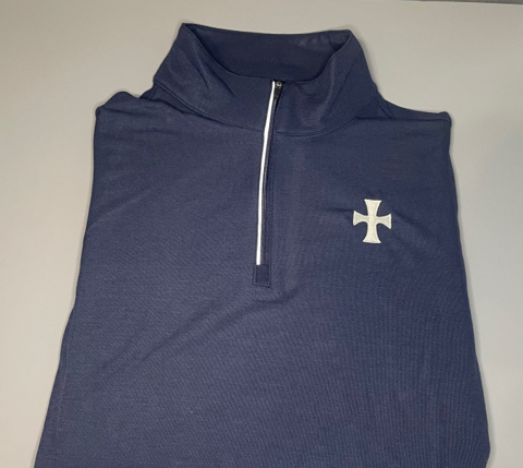 Sigma Chi White Cross Pique Quarter Zip Embroidered