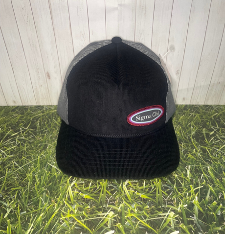 Sigma Chi Winter 25C Oval Patch Trucker Hat Black/ Charcoal Oval Patch