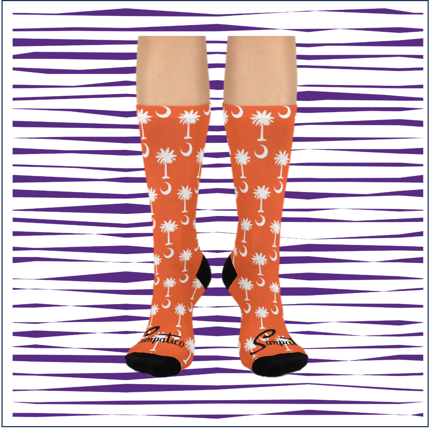 Orange Palmetto - Cushioned Crew Socks