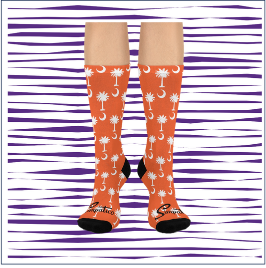 Orange Palmetto - Cushioned Crew Socks