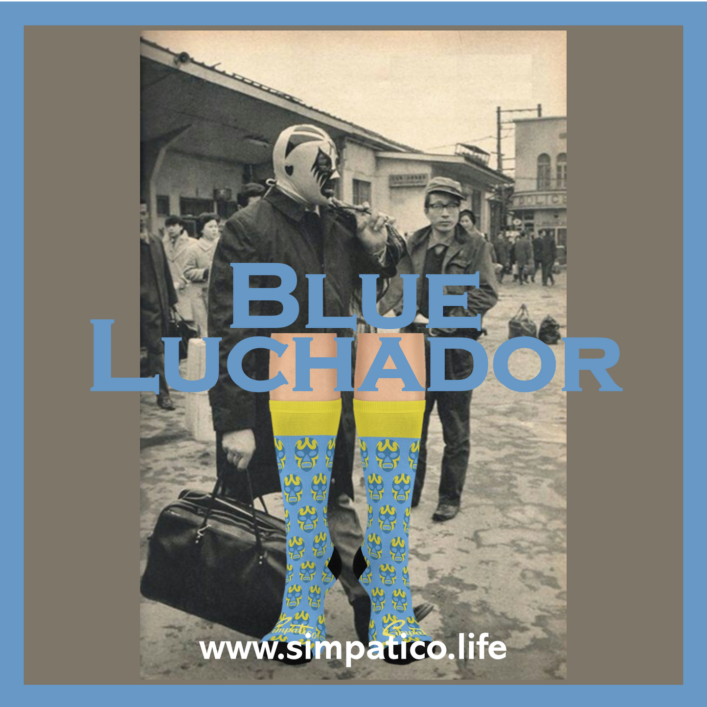 Blue Luchador - Cushioned Crew Socks