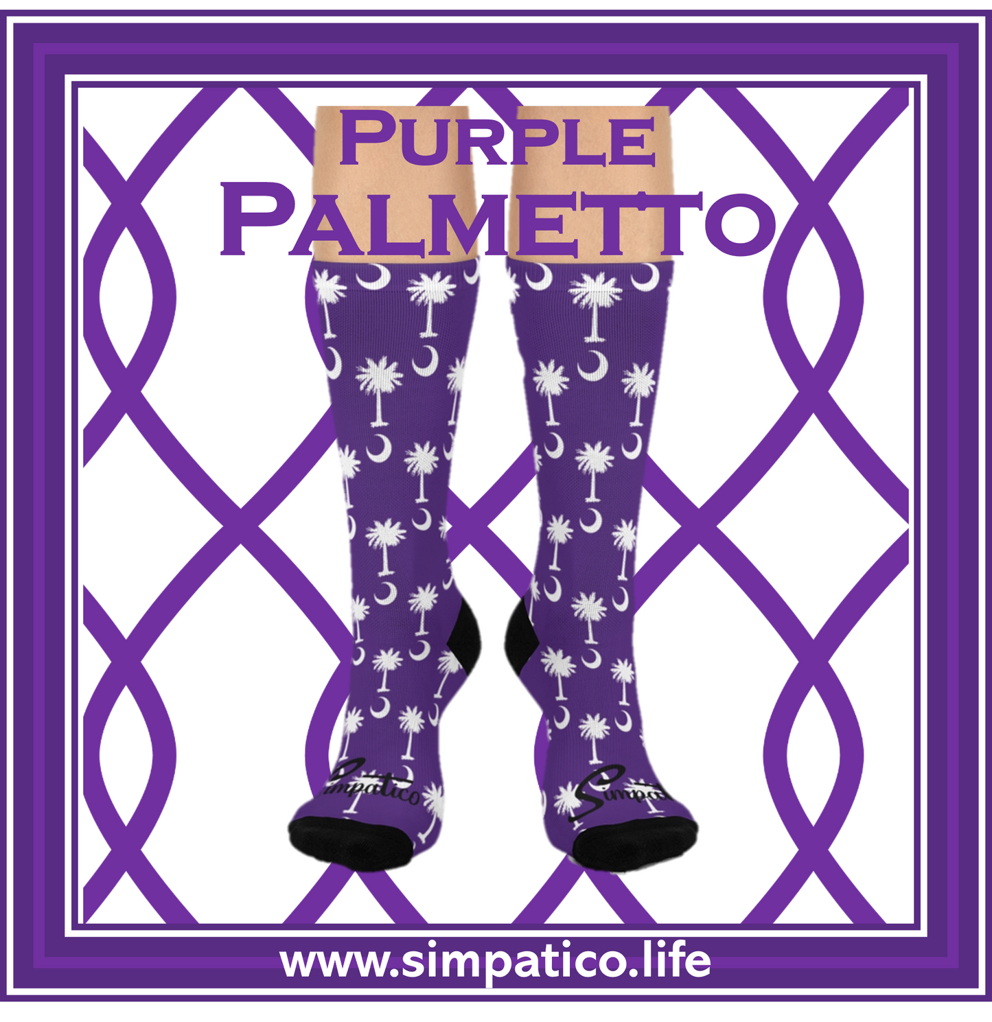 Purple Palmetto - Cushioned Crew Socks