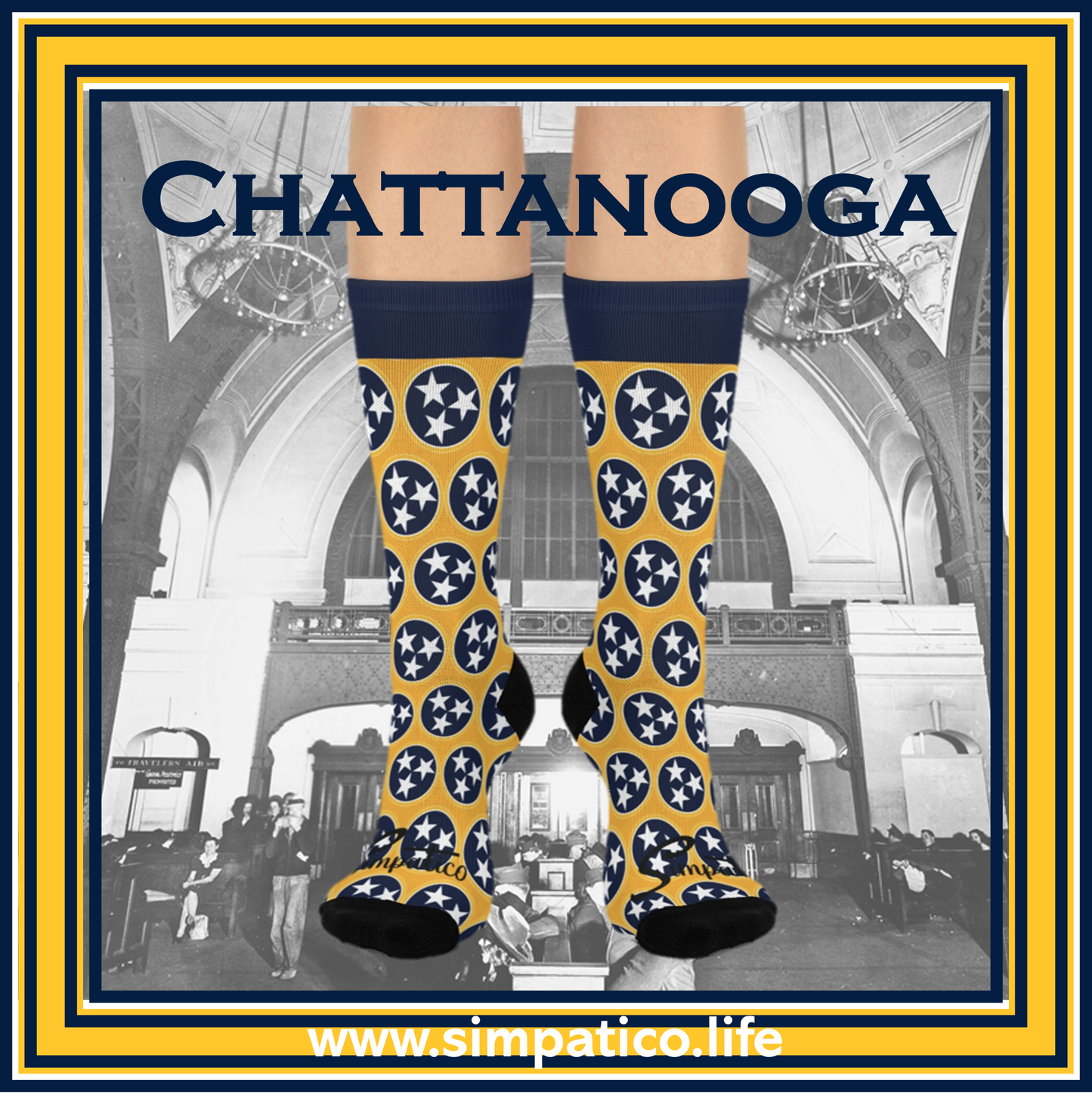 Chattanooga, Tennessee - Cushioned Crew Socks
