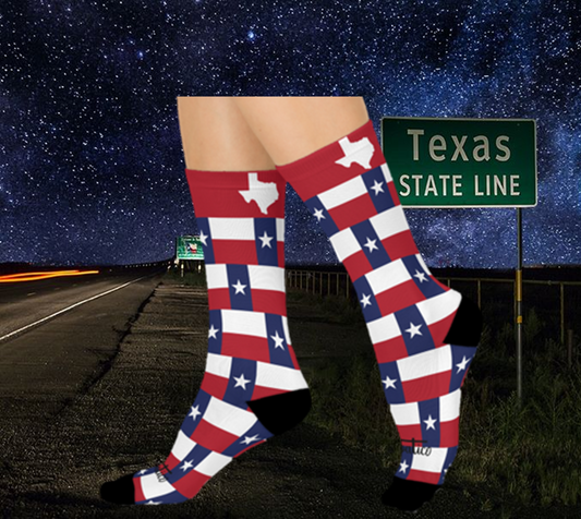 Texas Red White & Blue- Cushioned Crew Socks