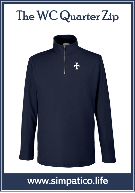 Sigma Chi White Cross Pique Quarter Zip Embroidered